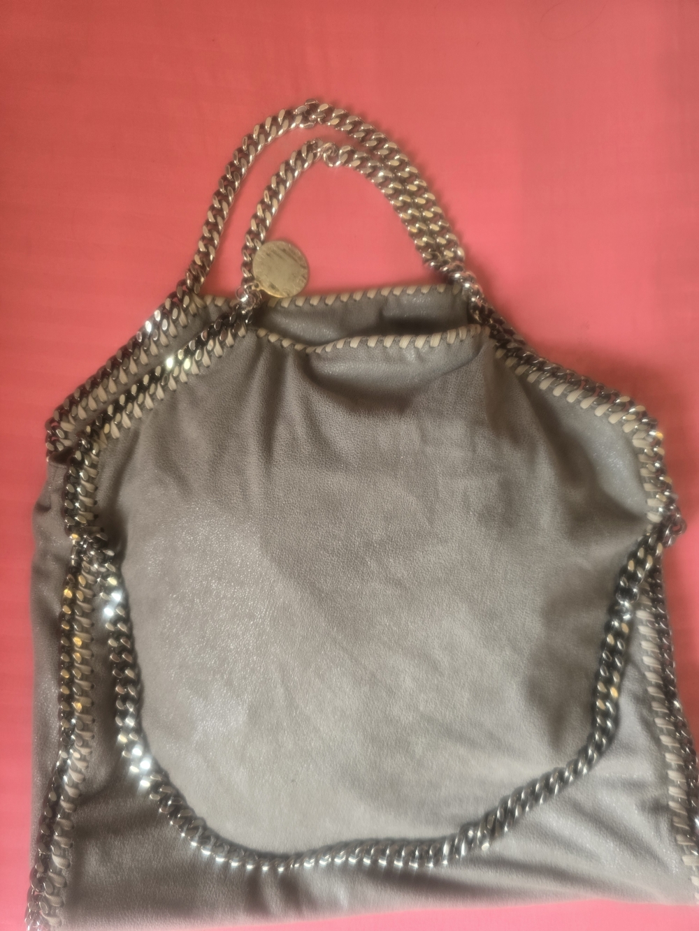 Stella McCartney Gray Vegan Chain Shoulder Bag with Silver Hardware